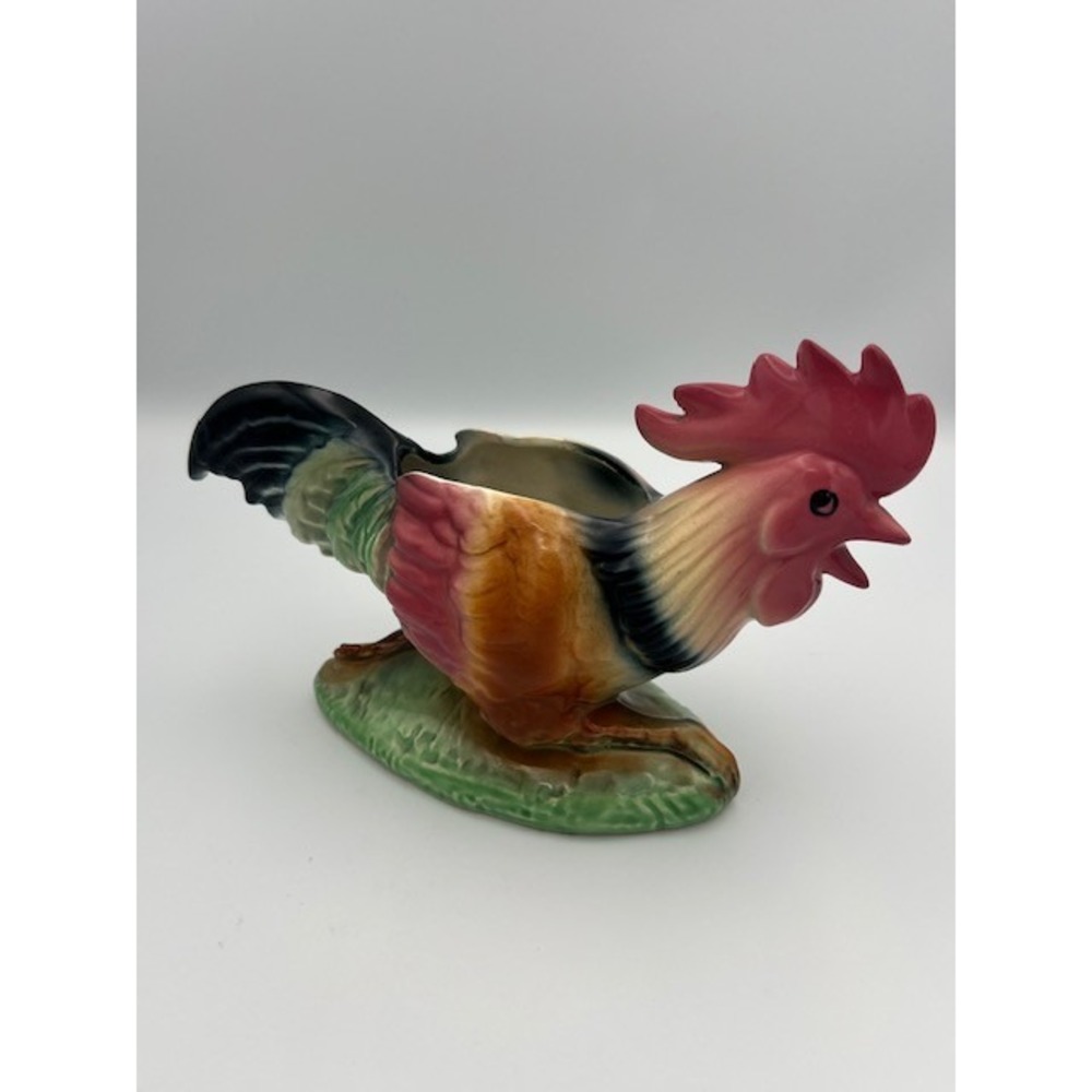 Vintage Ceramic Rooster Planter Hand‎ Painted Farmhouse Figurine Multicolored